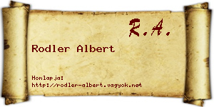 Rodler Albert névjegykártya